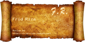 Frid Riza névjegykártya
